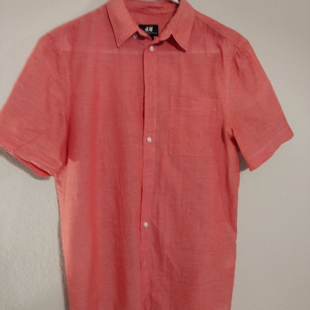 H&M Coral Short Sleeve Button Down
